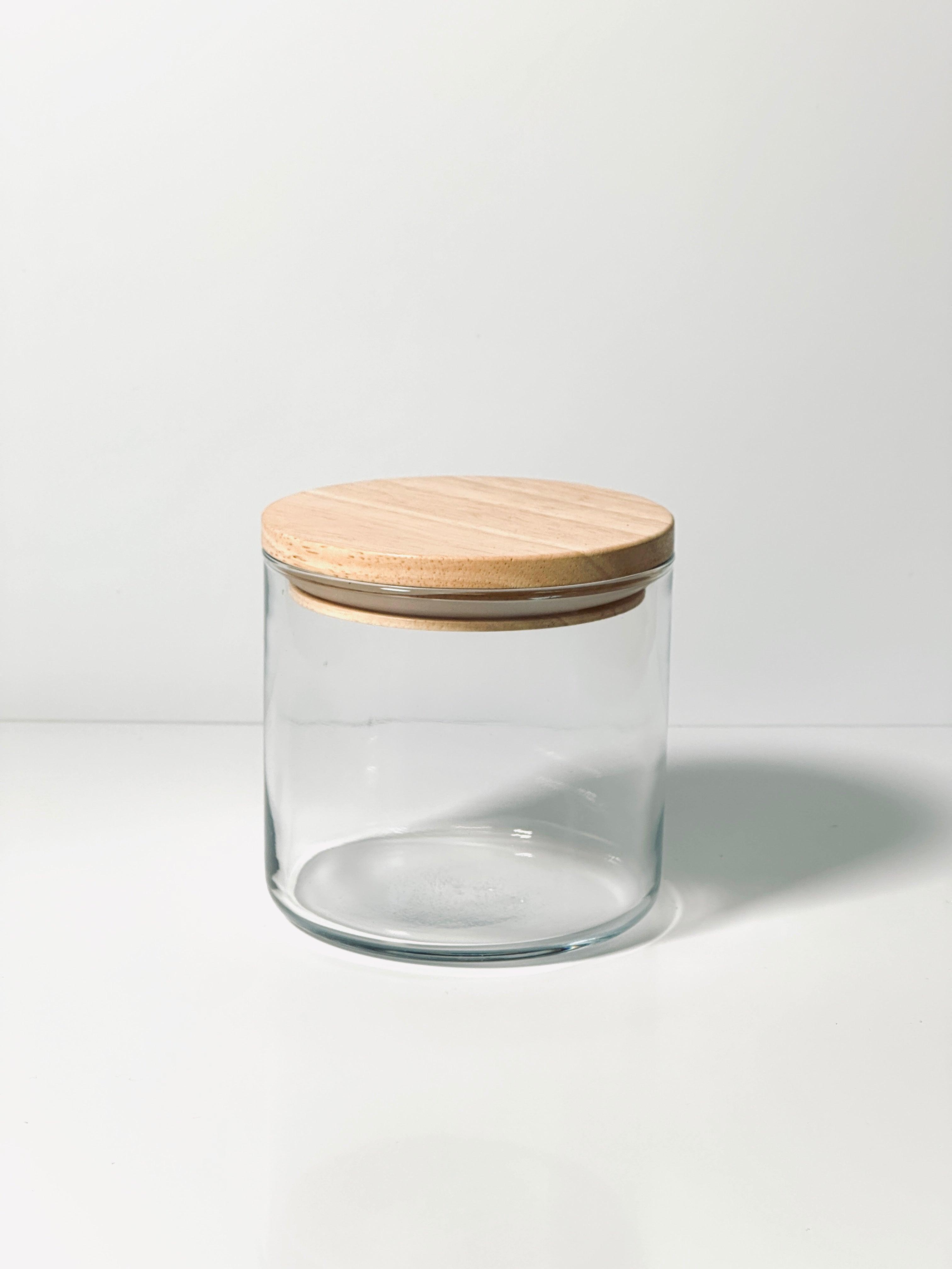 brown 12 oz glass candle jar with wood lid