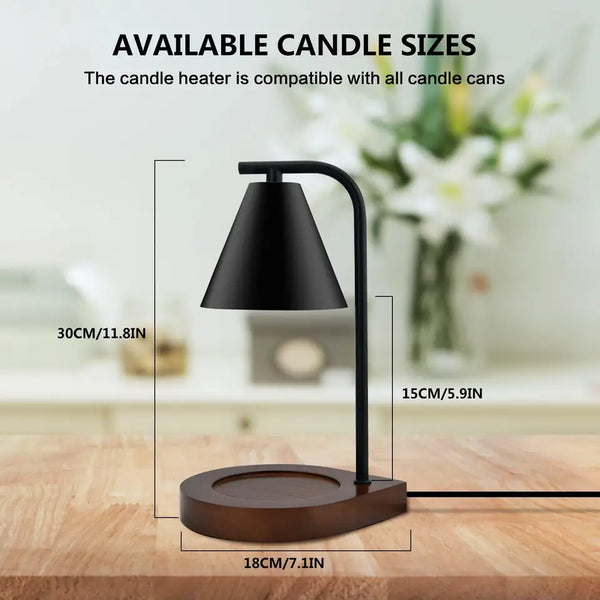 Lamp Candle Warmer Metal White W/Wood Bottom