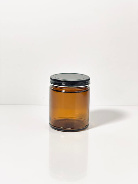 6 oz Clear Straight Sided Glass Jar with Black Metal Lid
